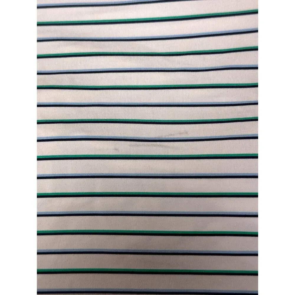 Peter Millar Polo Shirt Large Summer Comfort White Striped Golf Short Sleeve
